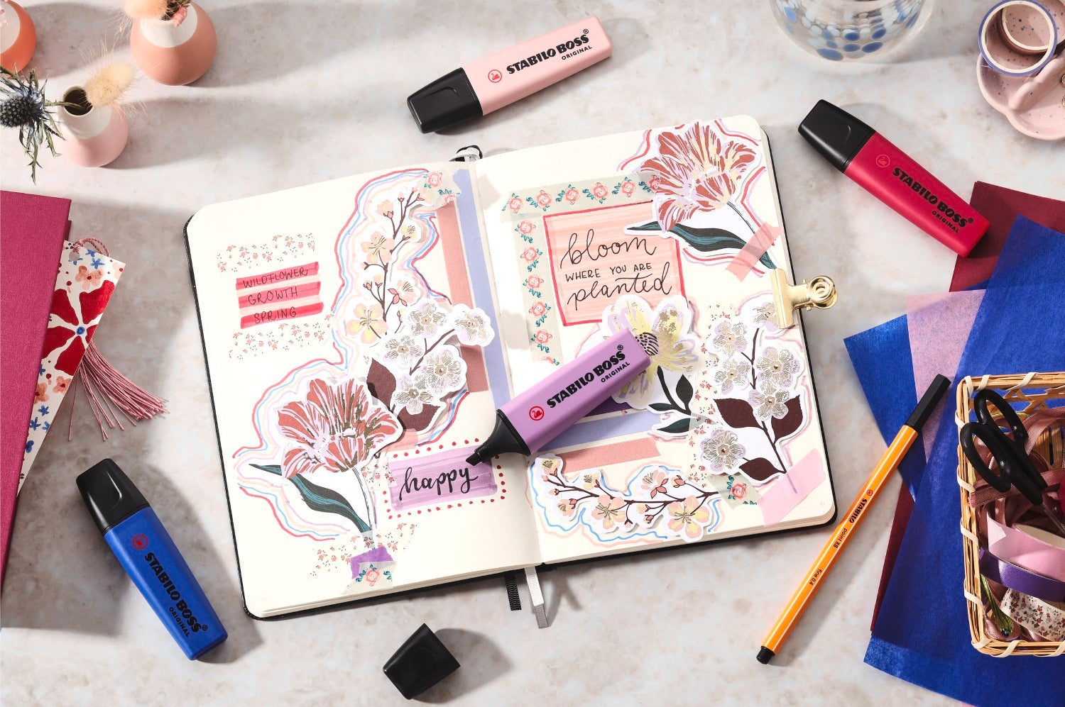STABILO BOSS ORIGINAL NatureCOLORS Wildflower Edition Lot de 4 surligneurs