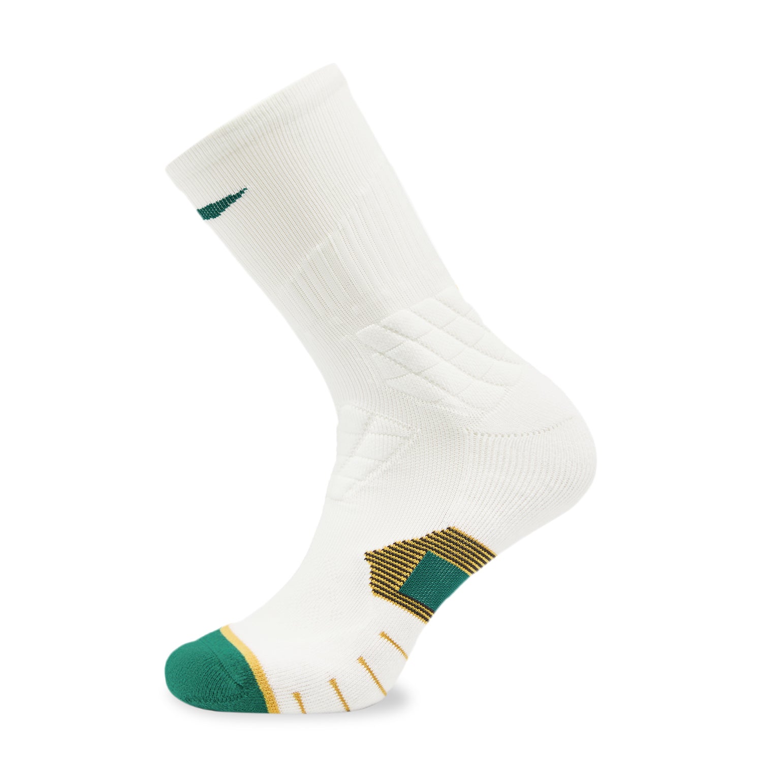 LI-NING Chaussettes mi-longues de basket-ball résistantes, confortables et respirantes blanc laite / vert sable XL