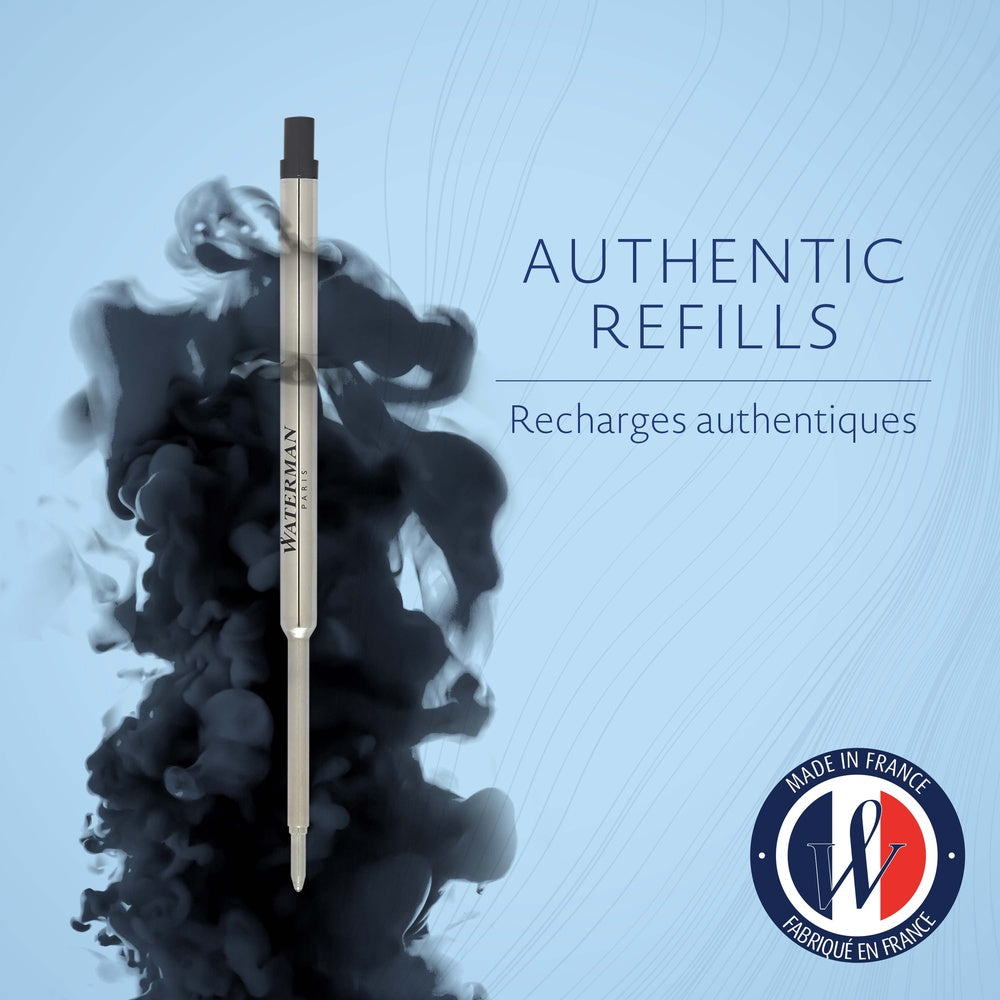 Waterman recharge d’encre pour stylo bille | pointe moyenne | encre noire | Blister 1 recharge