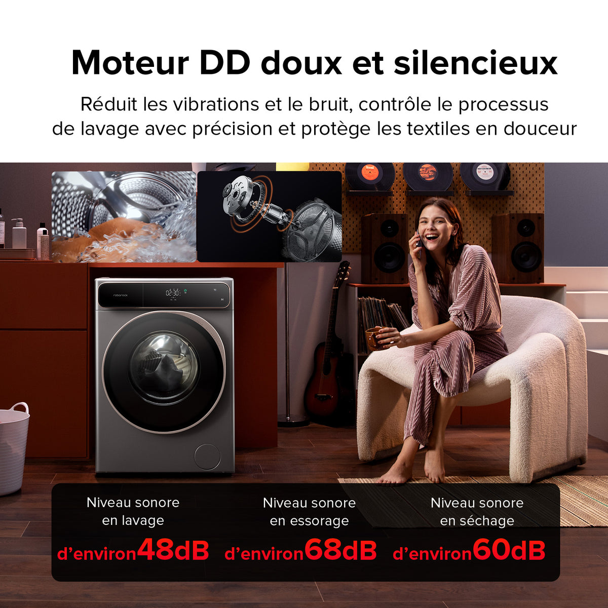 Roborock Zeo One Lave-Linge Séchant, Gris, 10 kg Lavage et 6 kg Séchage, Technologie de Séchage Zeo-cycle, Algorithme de Lavage et Séchage RR Seafarer, Système Autonettoyant LintClear