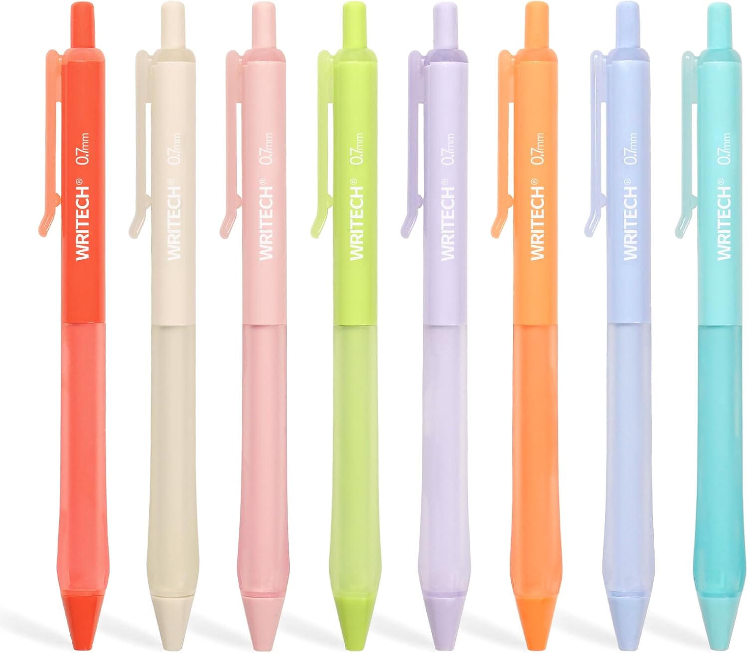 WRITECH Lot de 8 stylos rétractables à encre gel multicolore - 0,7 mm