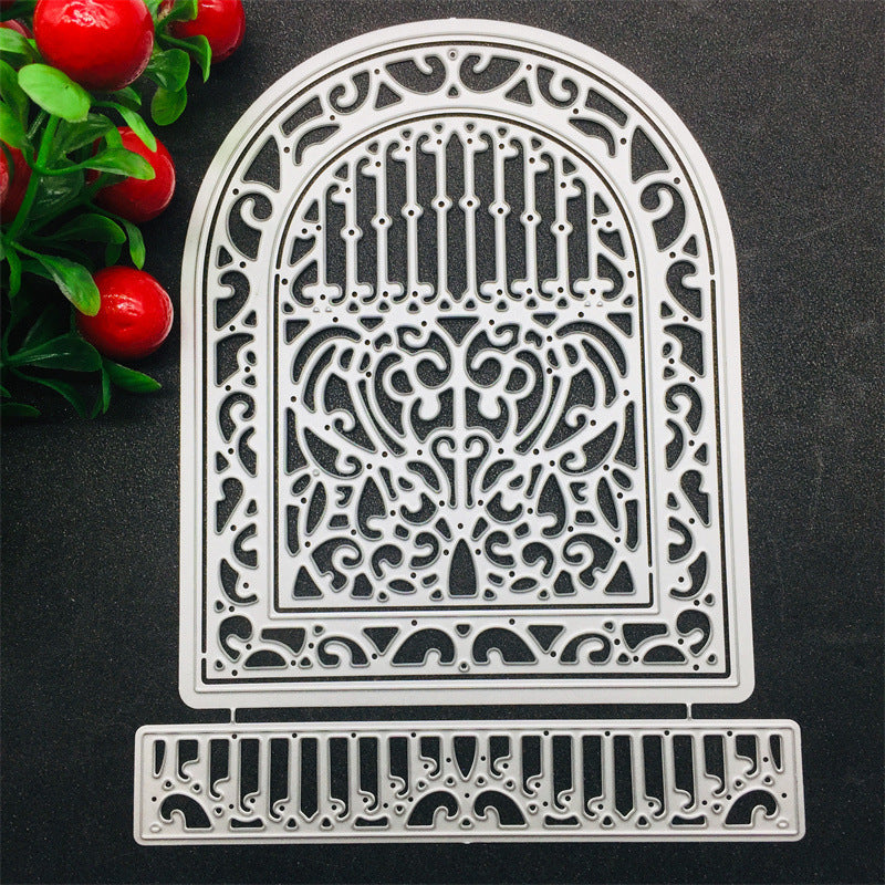 Dies de découpe de cadre de porte et de fenêtre pour la création de cartes, dies de découpe de cadre de fenêtre en dentelle florale, dies de couverture d'invitation, gabarits