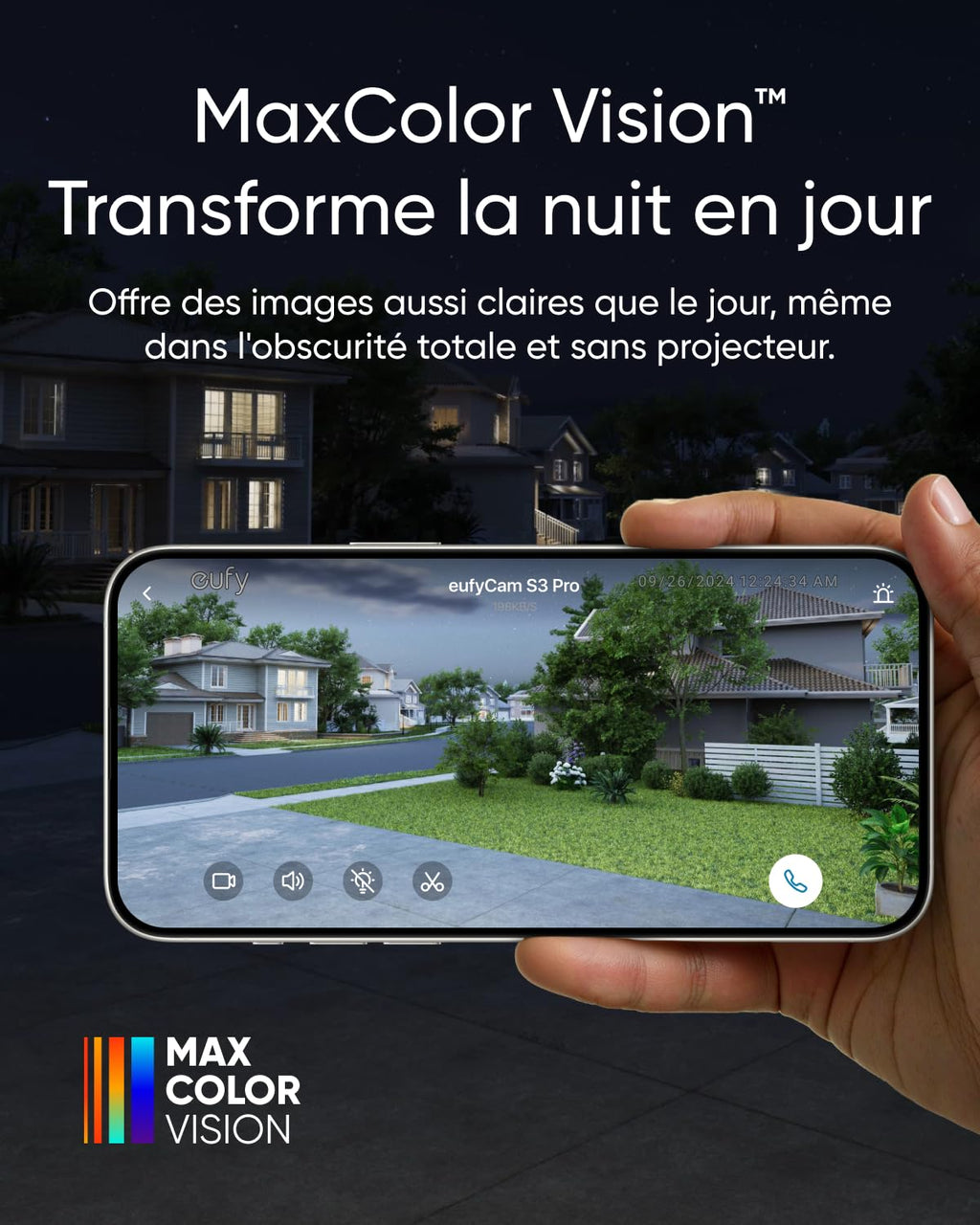 eufyCam S3 Pro Caméra de surveillance extérieure 4K Wi-Fi sans Fil, vision nocturne MaxColor, reconnaissance faciale IA, stockage local, aucuns frais mensuels, HomeBase 3 nécessaire