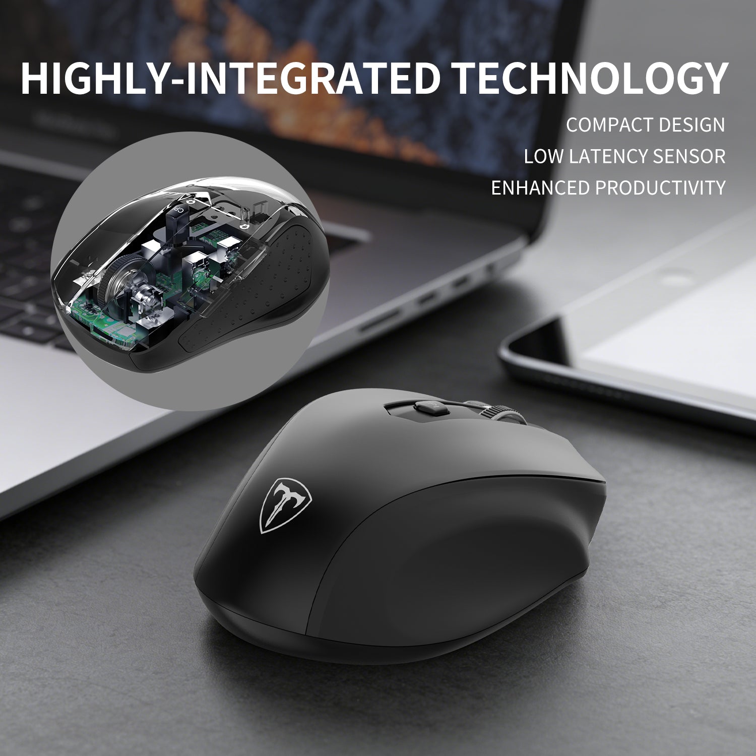 ET Souris optique sans fil 2,4 G avec récepteur USB - Noir