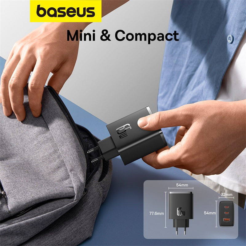 Baseus Cube Pro Chargeur rapide 2 C + U 65 W - Noir Stellaire