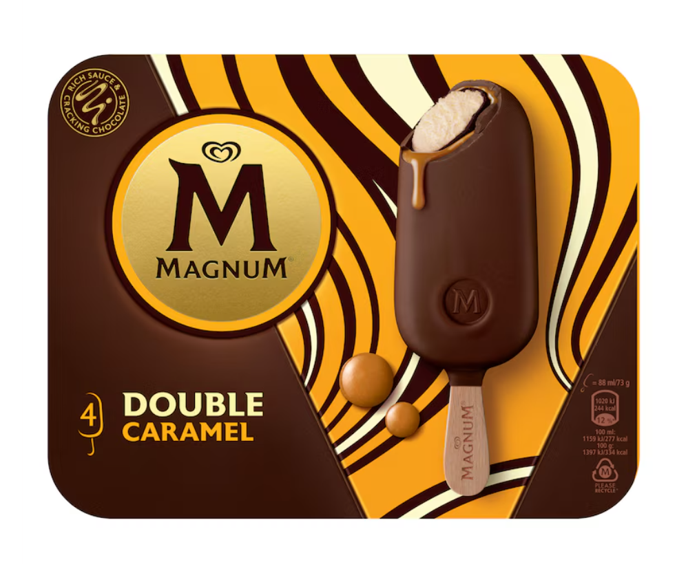 MAGNUM Glace Bâtonnet Deluxe Caramel x4 - 284 g