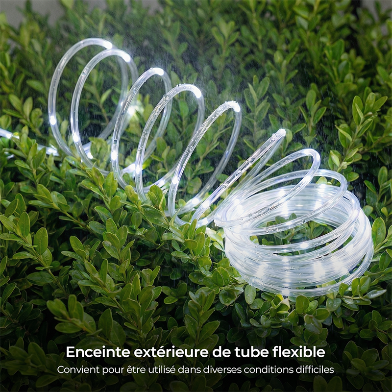 M.TK Guirlande Lumineuse LED Tube Lumineux 10m 100 LED, Blanc Froid et Blanc Chaud, 8 Modes, Luminosité Réglable pour Décoration Intérieure et Extérieure, Fête, Mariage, Noël