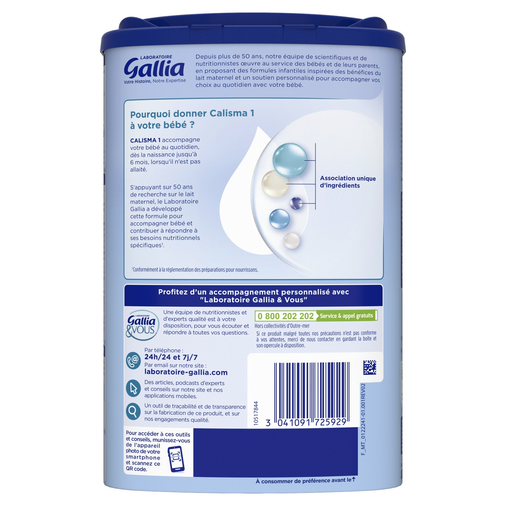 Laboratoire Gallia Calisma 1er Âge Lait en Poudre pour Nourrissons Dès la Naissance 830 g