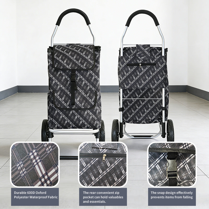 Strong bird Nouveauté 2026 | Chariot de courses pliable style européen en alliage d’aluminium, Chariot à provisions adapté aux personnes âgées, Léger et robuste