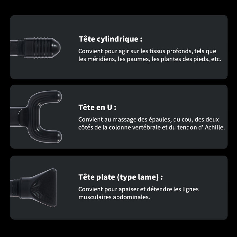 breo Sport-M0500 Pistolet de massage chauffant, appareil de massage à percussion des tissus profonds pour récupération musculaire, conception ergonomique, recharge USB-C