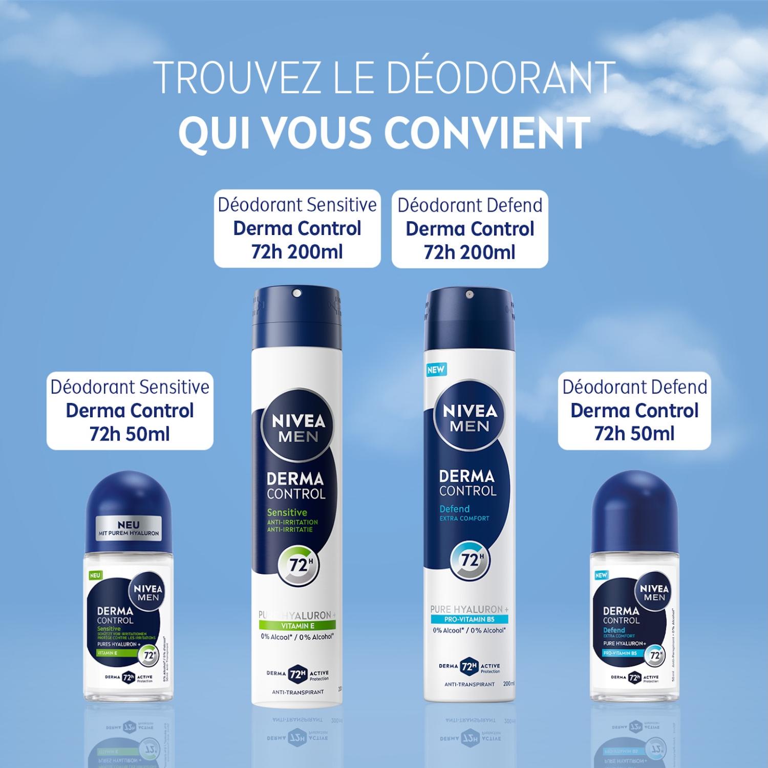 NIVEA MEN Déodorant Aisselles Derma Control Défend Protection 72h Spray 200ml