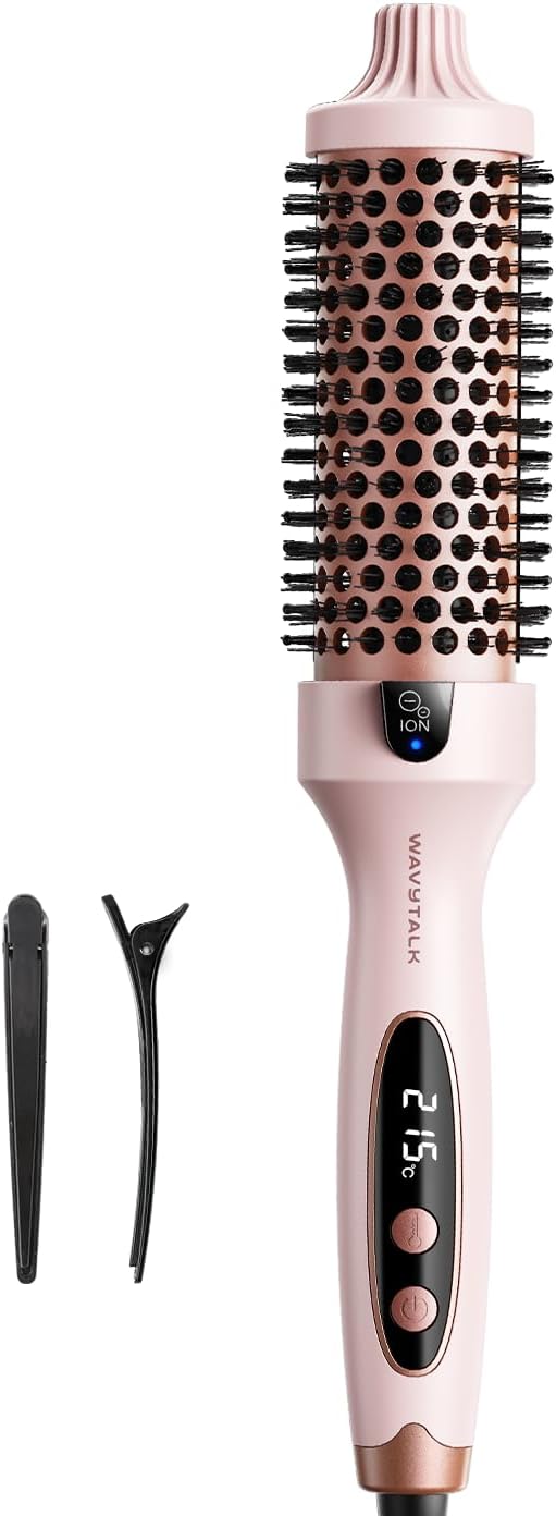 wavytalk Brosse thermique, Brosse chaude ronde ionique chauffante pour souffler, pour rendre les cheveux plus lisses et plus brillants, Facile à utiliser, Non pour le séchage