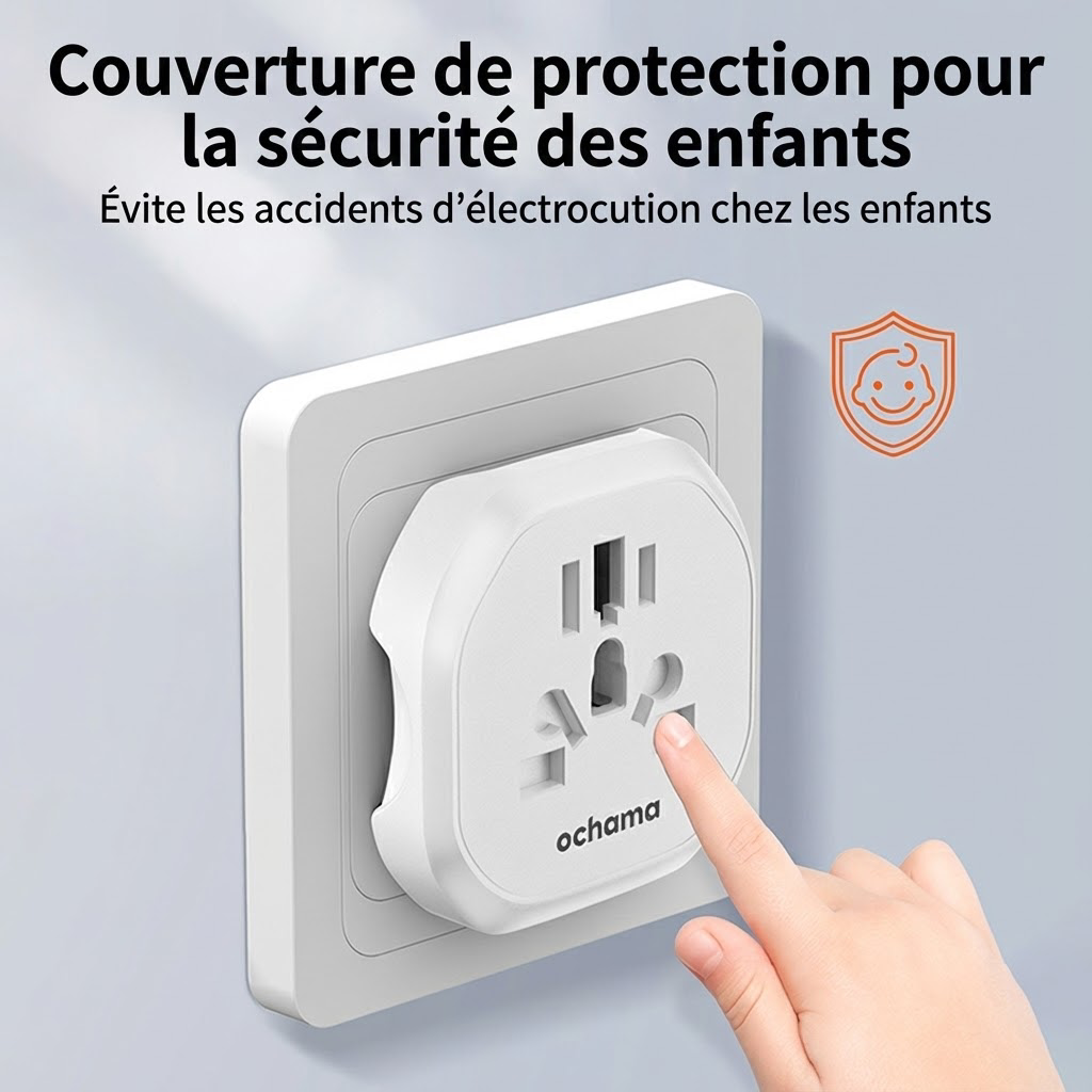 ochama Adaptateur de Voyage Universel vers Prise Européenne, Convertisseur de Prise Multi-Pays pour France et Europe, Compatible Fiches USA, UK, Australie et Chine