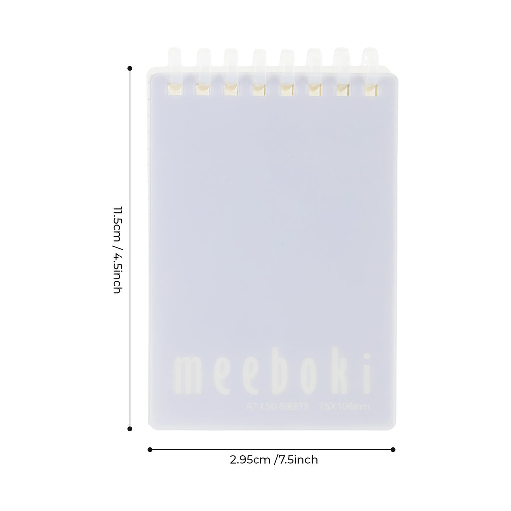 M&G Meeboki Carnets à spirale, lot de 4 carnets A7 à ouverture par le haut, 50 feuilles / 100 pages papier quadrillé, blocs-notes sténo à spirale pour école, travail et bureau