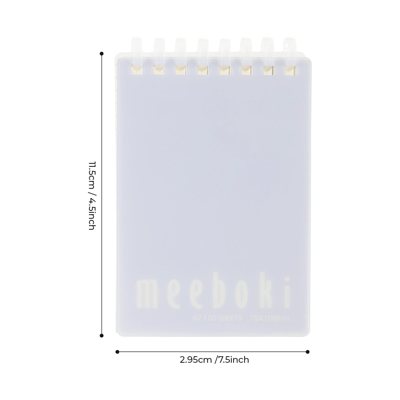 M&G Meeboki Carnets à spirale, lot de 4 carnets A7 à ouverture par le haut, 50 feuilles / 100 pages papier quadrillé, blocs-notes sténo à spirale pour école, travail et bureau