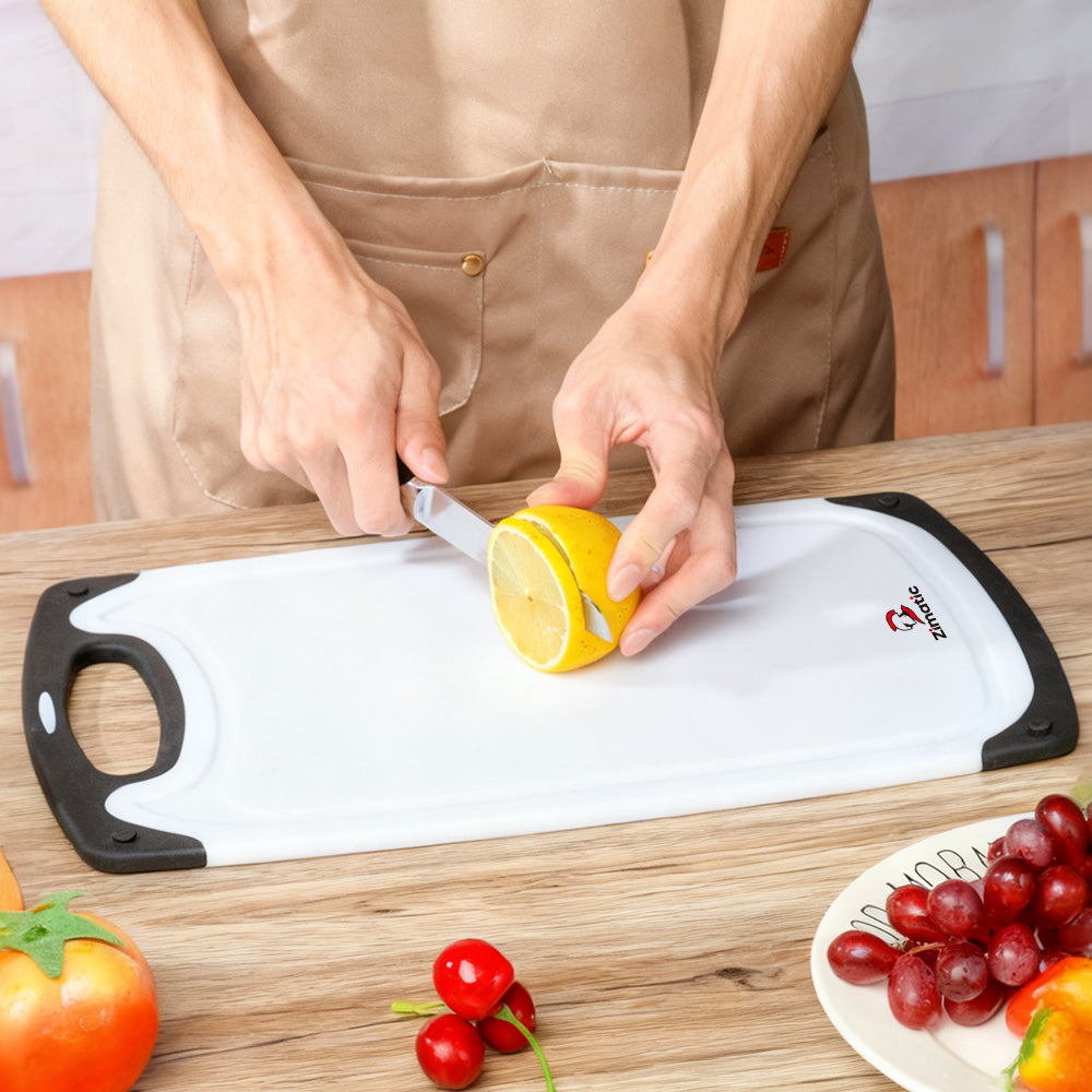 Zimatic Ensemble de planches à découper de cuisine, planches durables sans BPA avec rigoles profondes pour jus, poignée antidérapante, faciles à nettoyer et compatibles lave-vaisselle