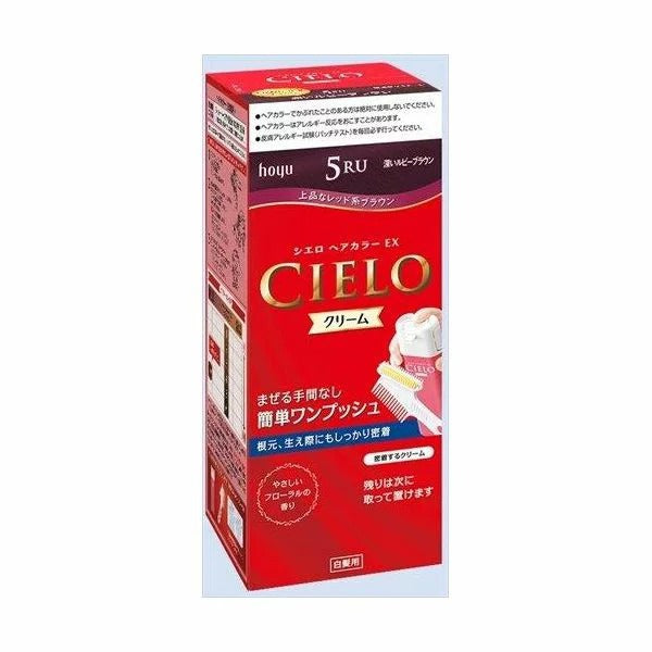 CIELO Hoyu Crème de coloration pour cheveux EX 5RU Brun violet foncé 1 unité