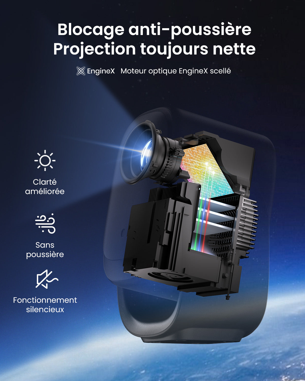 Dangbei N2 mini Projecteur portable intelligent 1080 P avec Wi-Fi et Bluetooth, Sous licence officielle Netflix, Audio Dolby, Mise au point automatique, Correction automatique du trapèze, Évitement d’obstacles