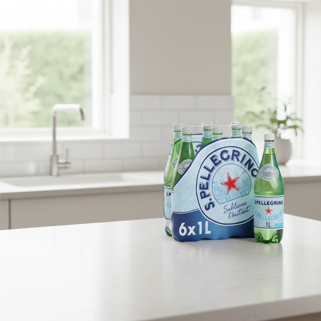 SAN PELLEGRINO Eau minérale naturelle gazeuse - 6 x 1 L