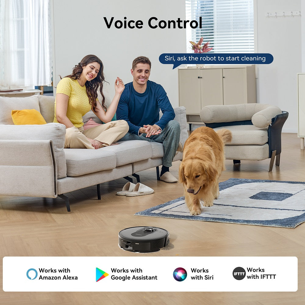 Aspirateur robot Q8-Max avec serpillière et station de vidage automatique, aspiration 8000 Pa, cartographie de la maison par navigation LiDAR, autonomie 200 min, auto-rechargement, nettoyage personnalisé via application Wi-Fi pour sols, tapis et chev