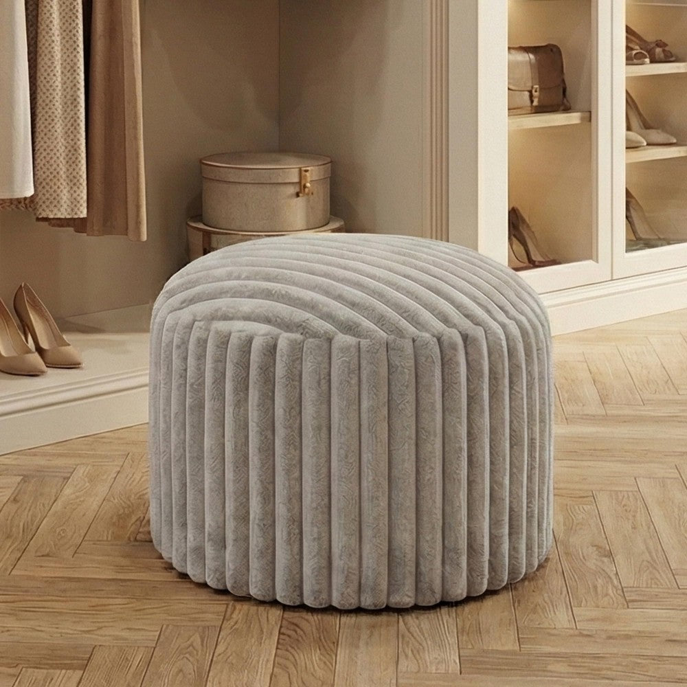 Pouf rond, tabouret de canapé, repose-pieds en forme de coussin, tabouret de canapé avec fausse fourrure de haute qualité, pouf, coussin de pouf, tabouret d'intérieur pour canapé et salon, 38 x 50 x 50 cm, gris
