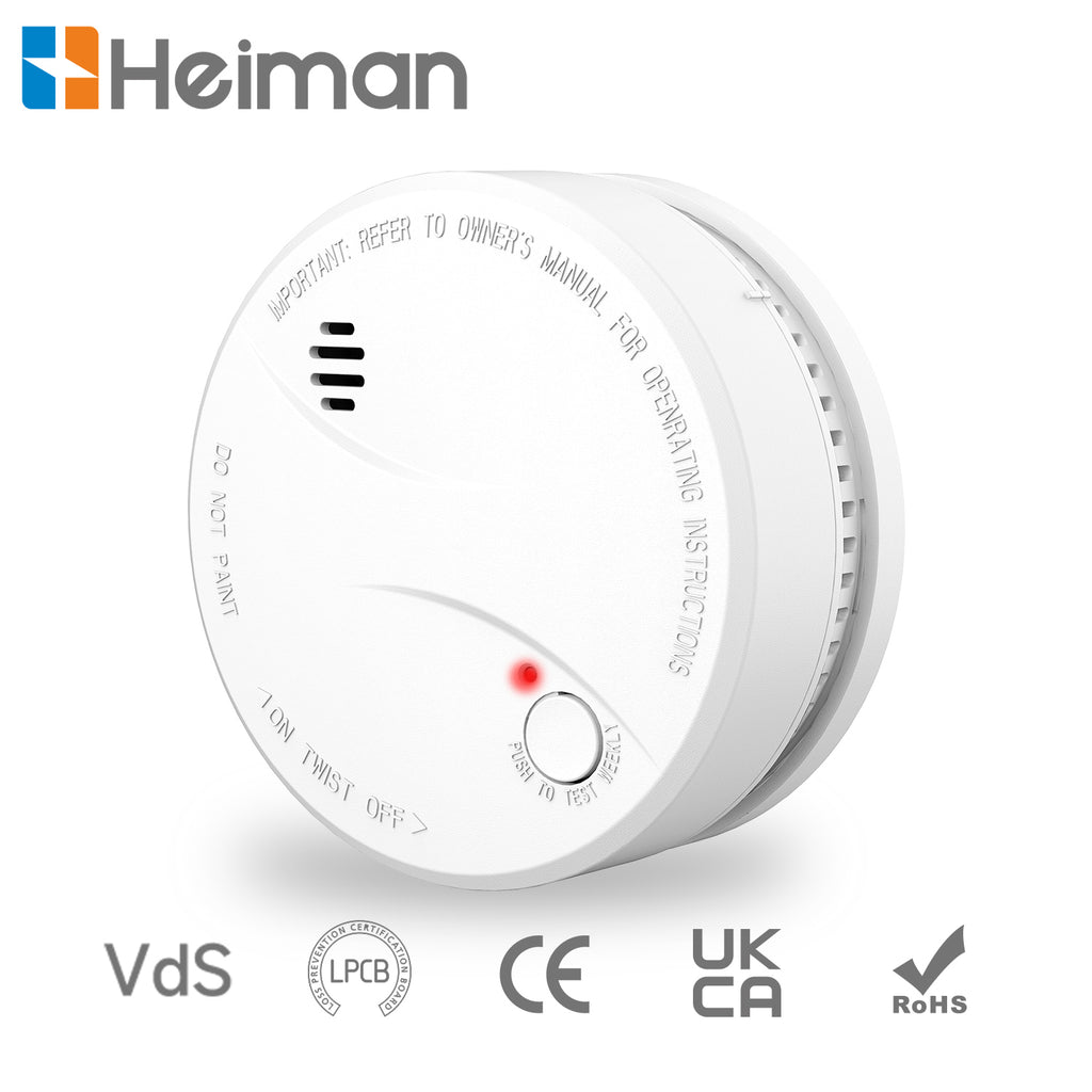 HEIMAN Lot de 5 détecteurs de fumée photoélectriques avec alarme incendie 85 dB à durée de vie de 10 ans et batterie au lithium longue durée, certifié EN 14604