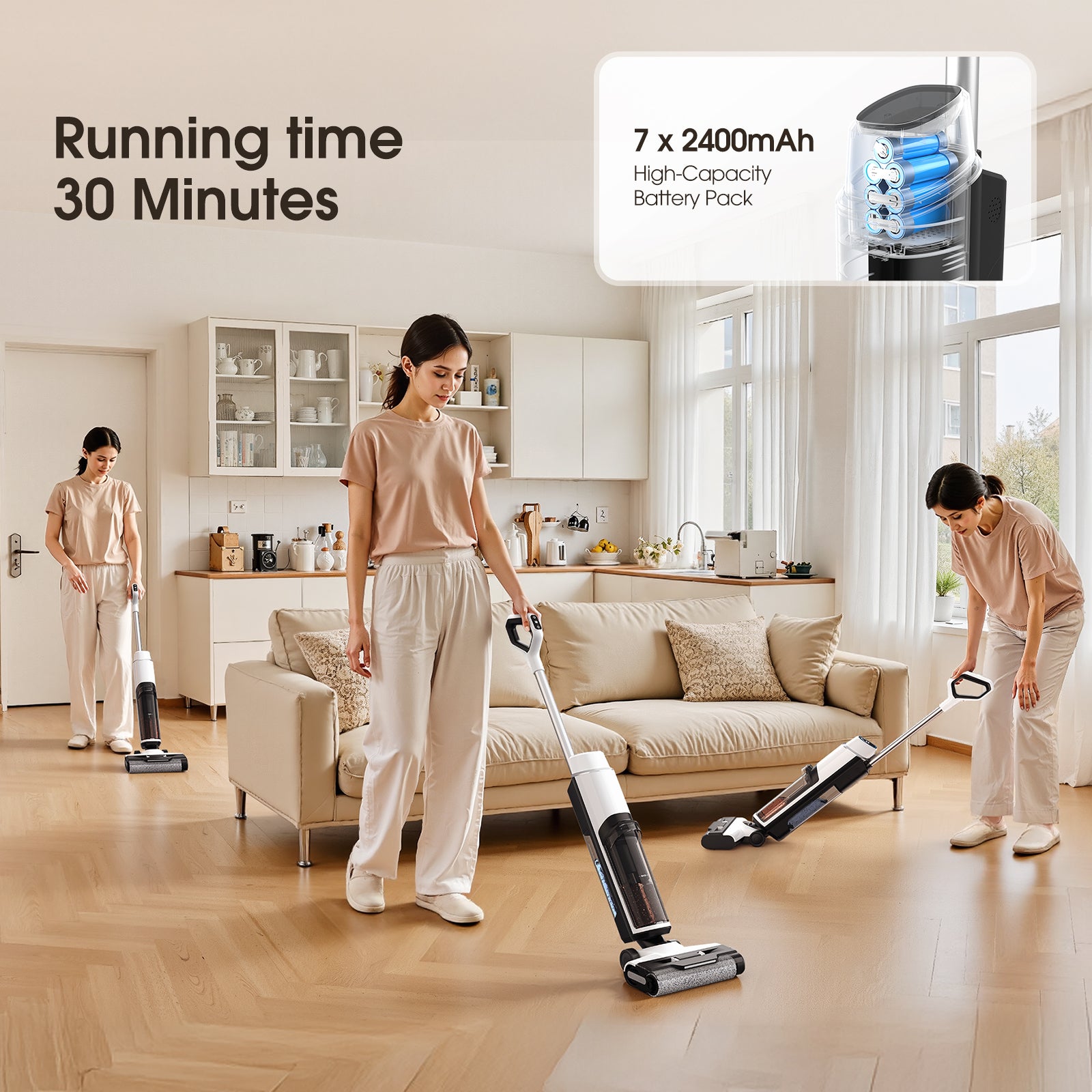 Lubluelu T8A aspirateur eau et poussière sans fil autonettoyant et autoportant