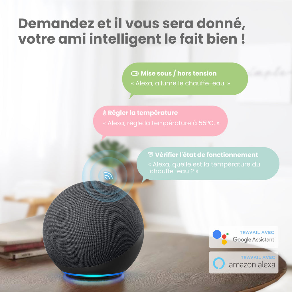 Comfee' D80-15EFG 80 L Chauffe-eau électrique mural - Réservoir au-dessus de l'évier - Contrôle Wi-Fi et compact facile à installer