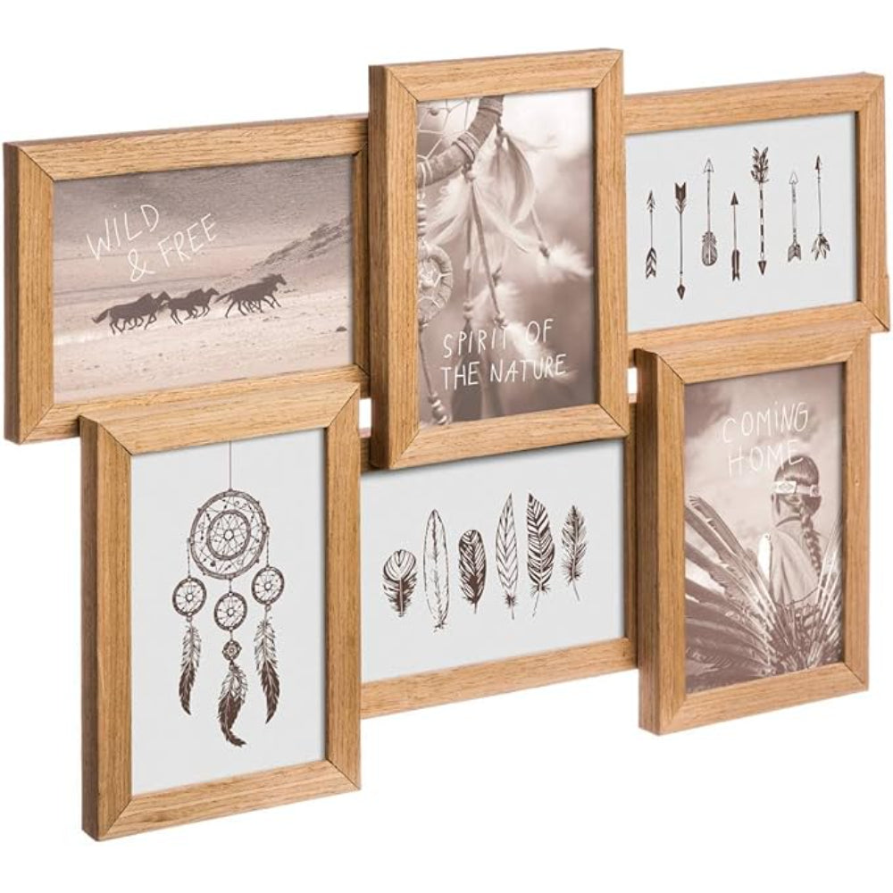 Atmosphera Pêle-Mêle 6 cadres photos Mia en bois - 10 x 15 cm