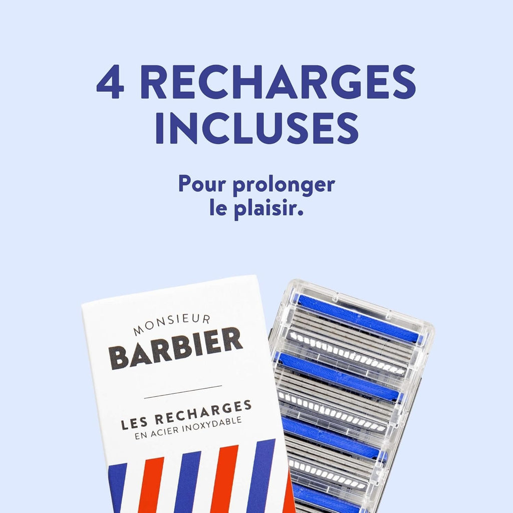 Monsieur Barbier Le Challenger Kit de Rasage (Compatible avec Mach 3) 1 Rasoir avec 3 Lames