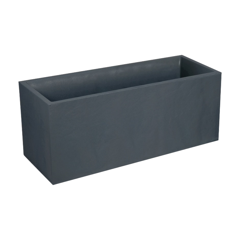 EDA Jardinière VOLCANIA Gris anthracite Double paroi - avec zone de rétention d'eau Dim. 99,5 x 39,5 x 43,5 cm - Volume 98 L