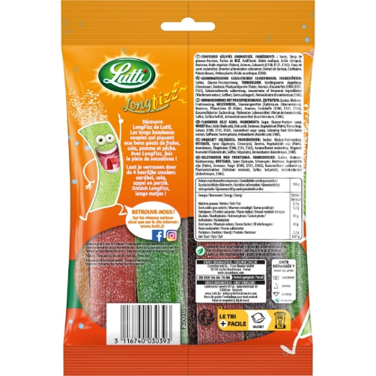 LUTTI LONGFIZZ Bonbons Acidulés Multi-parfums 200g
