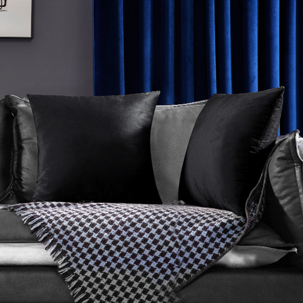 Deconovo Housse de coussin en velours néerlandais, coloris noir, 50 x 50 cm, 1 pièce