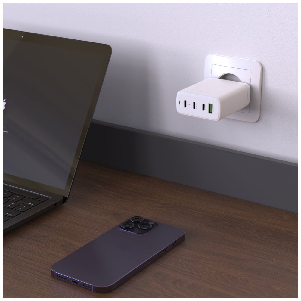 FIXED Chargeur de voyage GaN 3xUSB-C/USB 120W - Blanc