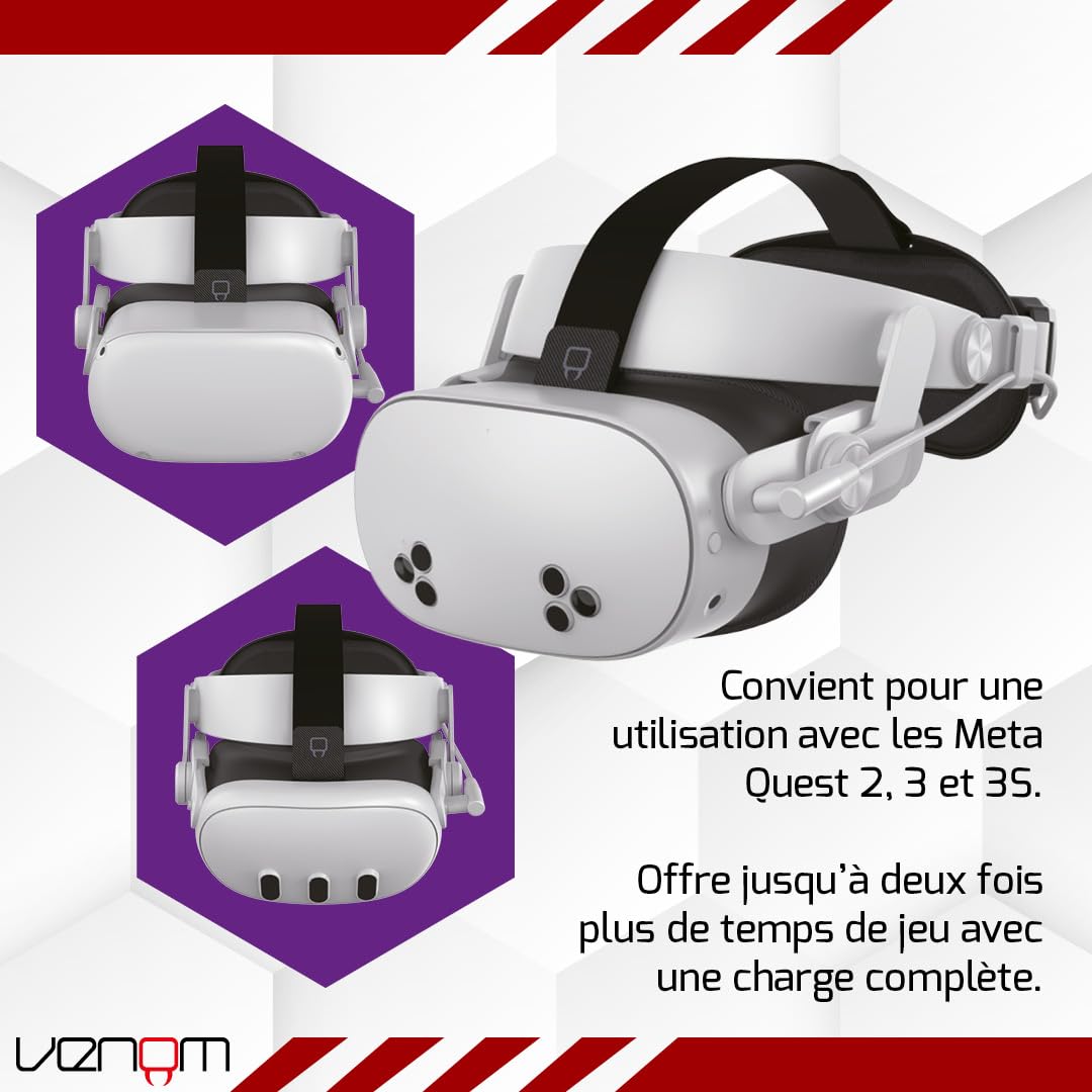 Venom Sangle de casque avec batterie externe