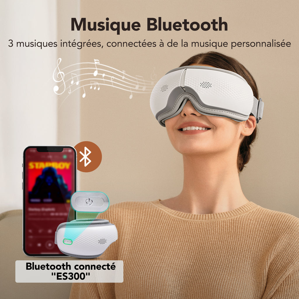SKG ES300 Masseur oculaire Massage chauffant par coussin d'air - léger, douillet et merveilleusement confortable Soulage la fatigue oculaire Cadeau pour l'être aimé