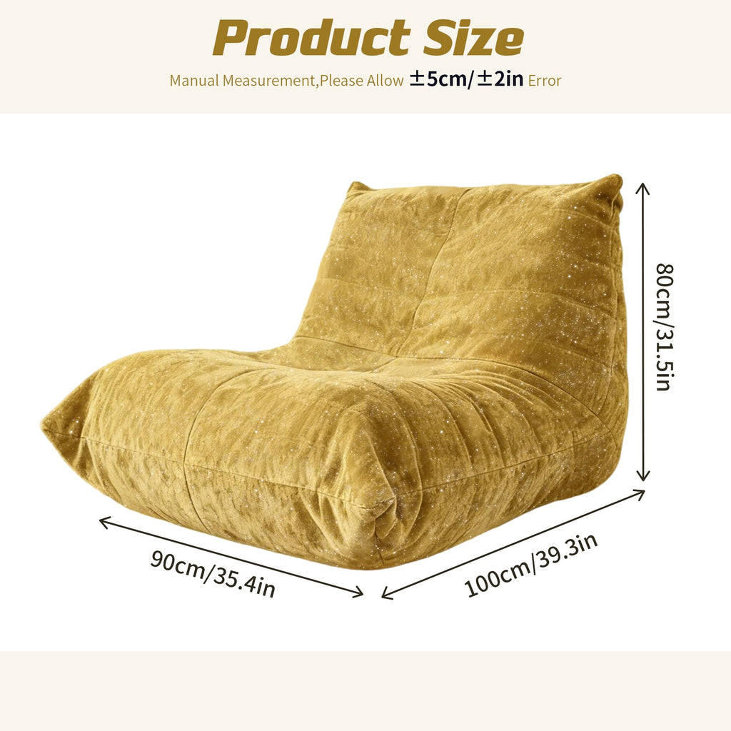 URBAN MEUBLE Fauteuil pouf en chenille Série canapé de détente Jaune 90 x 100 x 80 cm