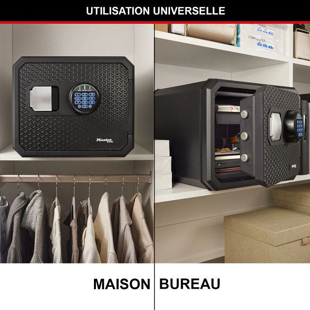 Master Lock Coffre-fort certifié résistant au feu et à l’eau, 23 L, 417 x 348 x 478 mm, système de code à combinaison numérique avec clavier rétroéclairé, pour la maison et les professionnels