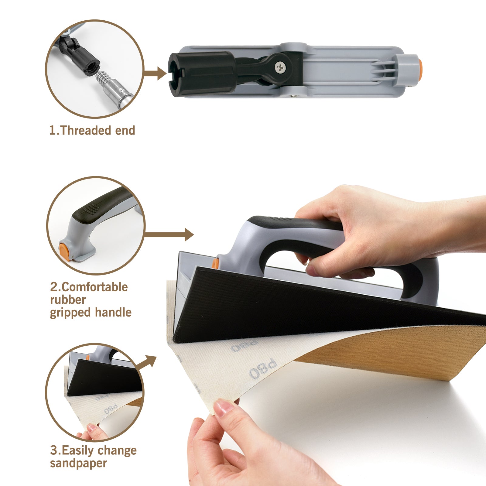 ROLLINGDOG SURFEX Kit d'outils d'angle intérieur 9 pièces, outil de ponçage d'angle pour finition précise des bords de murs, ponçage de plâtre