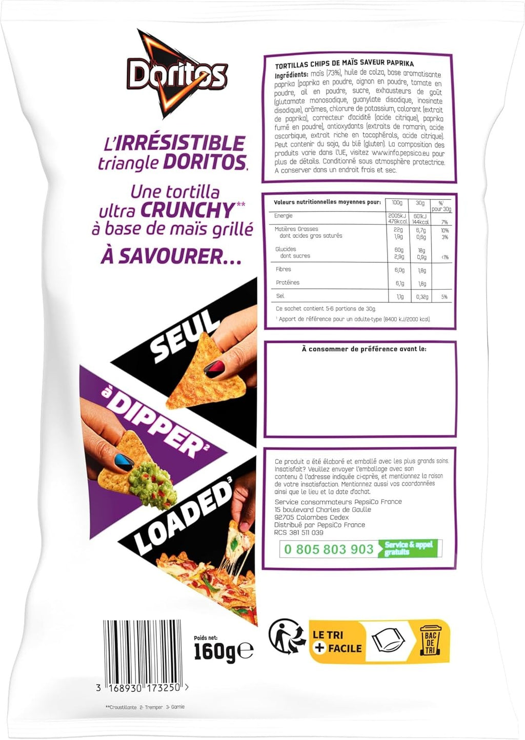 Doritos Chips de Tortilla Saveur Paprika, 160 g