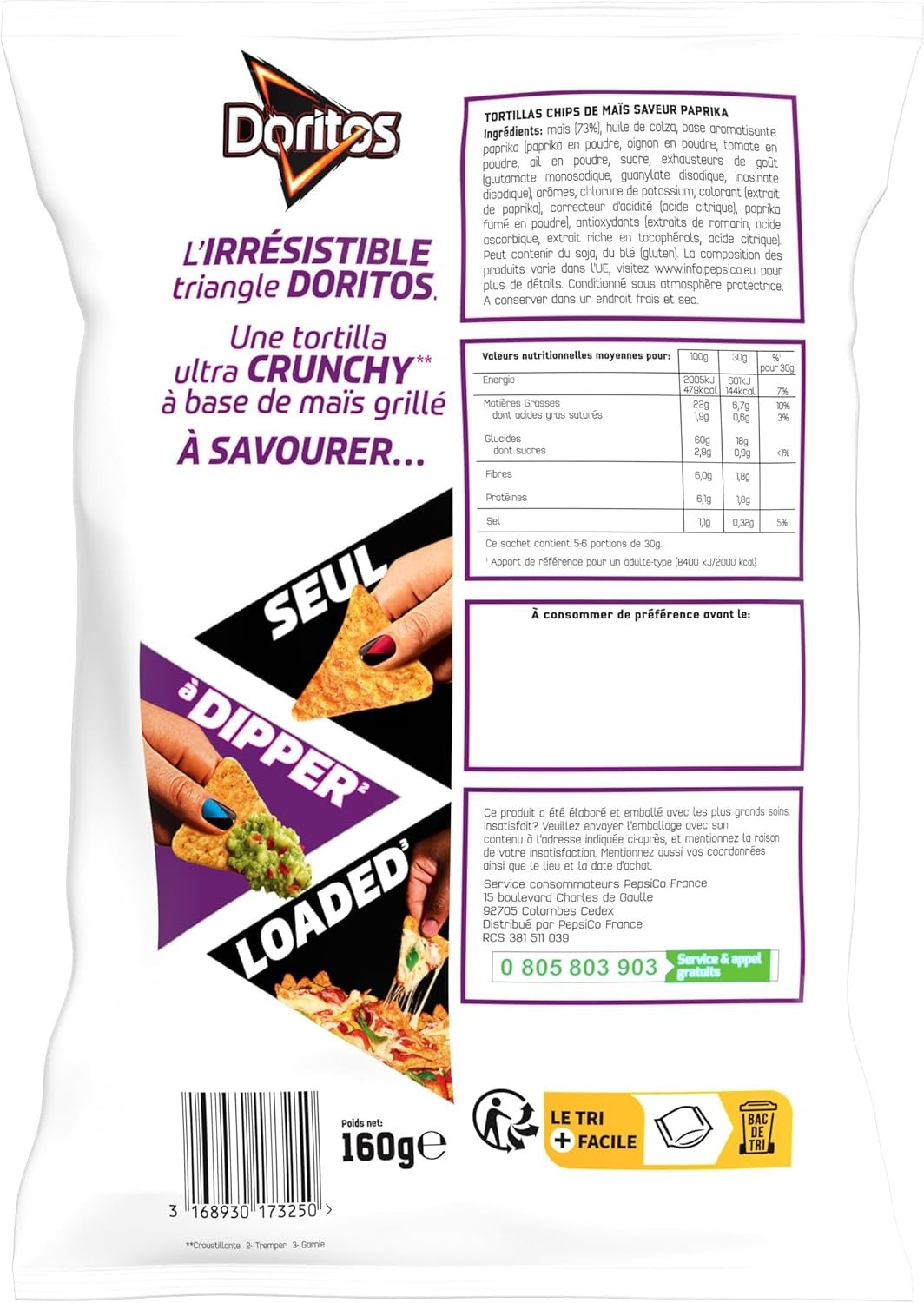 Doritos Chips de Tortilla Saveur Paprika, 160 g