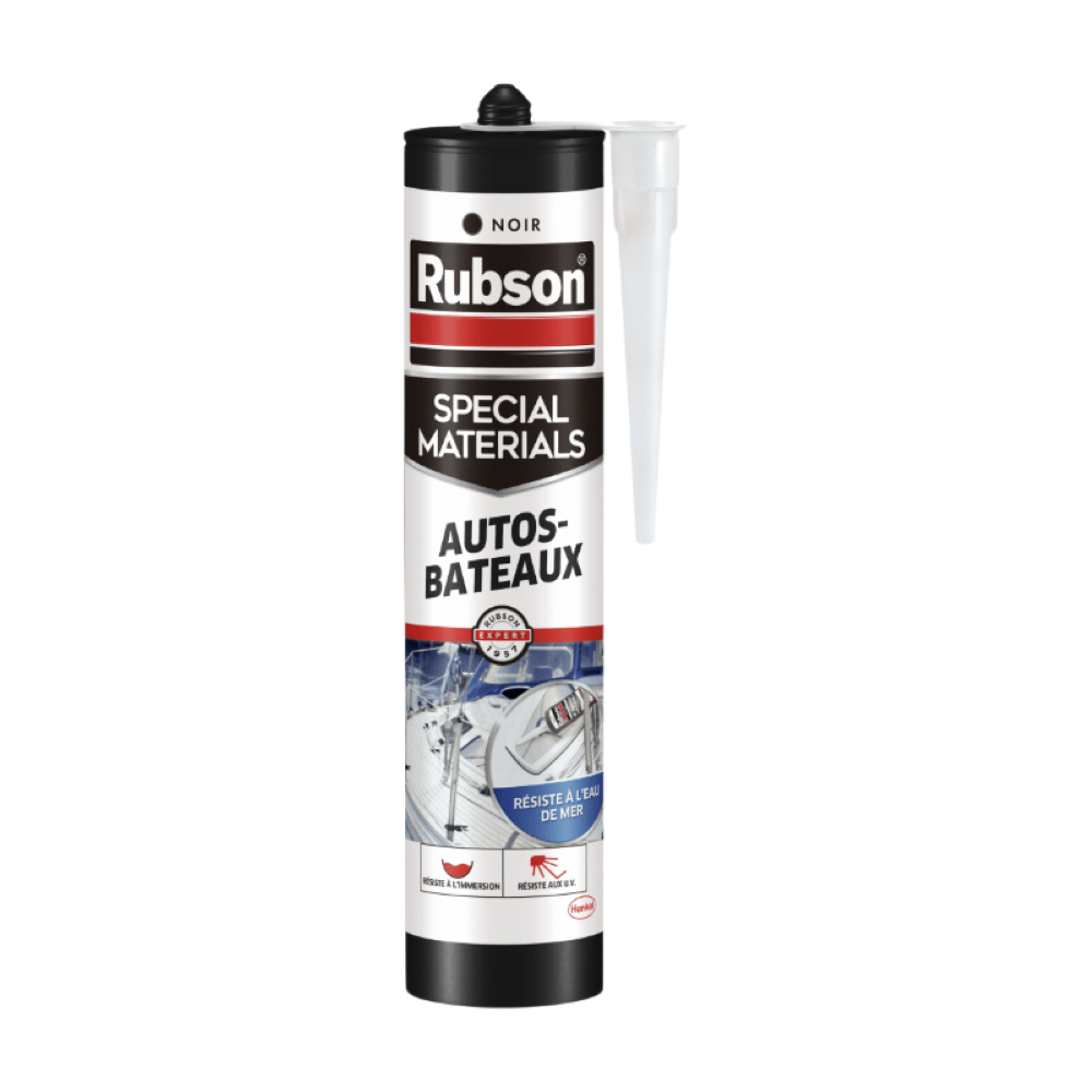 Henkel Rubson – Mastic Special Materials Autos-Bateaux (cartouche de 280 ml) – Mastic noir à base de silicone pour collages et réparations – Etanche pour nombreux matériaux