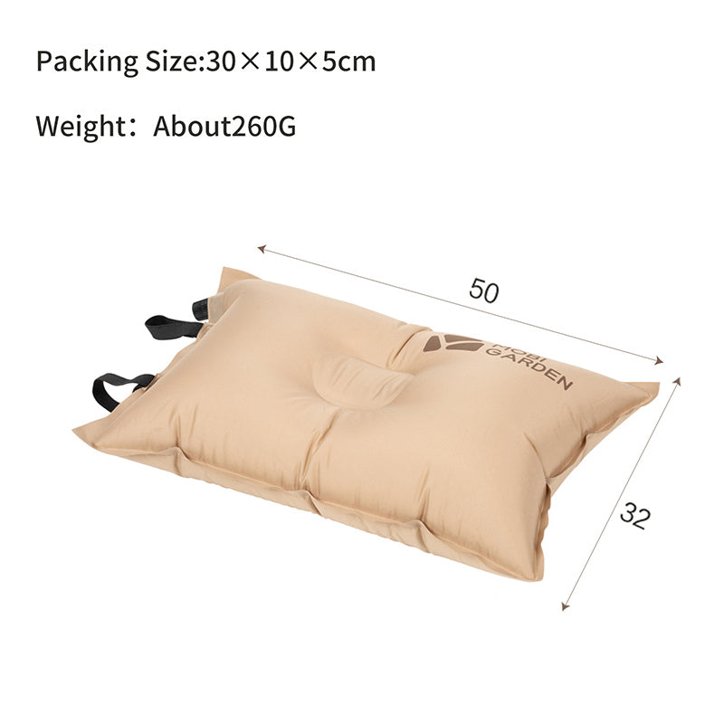 Mobi Garden, Oreiller gonflable, Oreiller de voyage et de camping, Beige, Soutien cervical et lombaire, Coussin d'extérieur léger