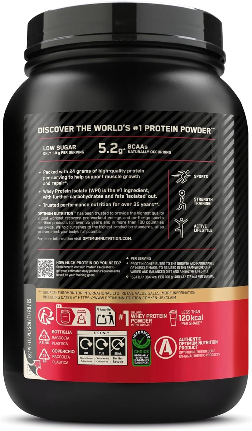 Optimum Nutrition Gold Standard Poudre de protéines de lactosérum 100 %, chocolat beurre de cacahuète 896 g (28 portions)