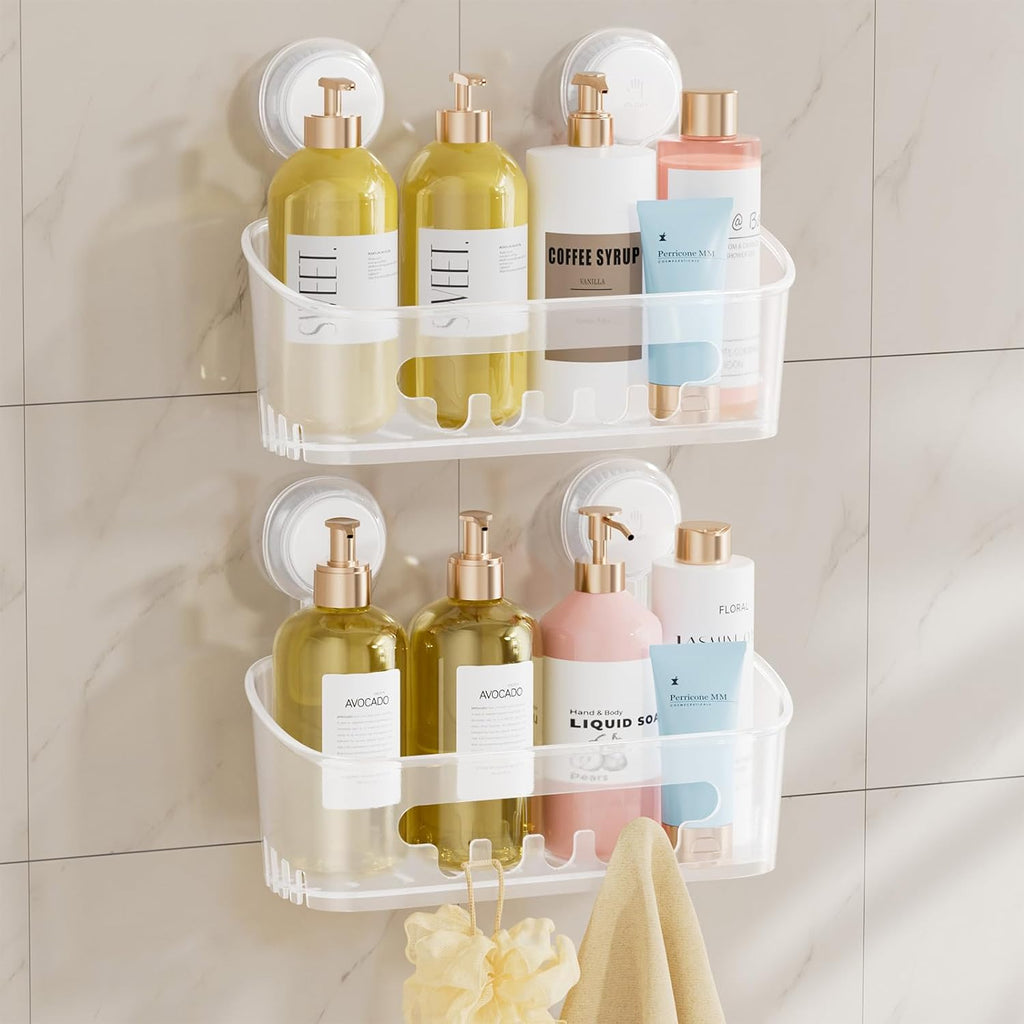 Taili Panier de douche à ventouse, organiseur de salle de bain robuste, étagères amovibles pour intérieur de douche, shampooing