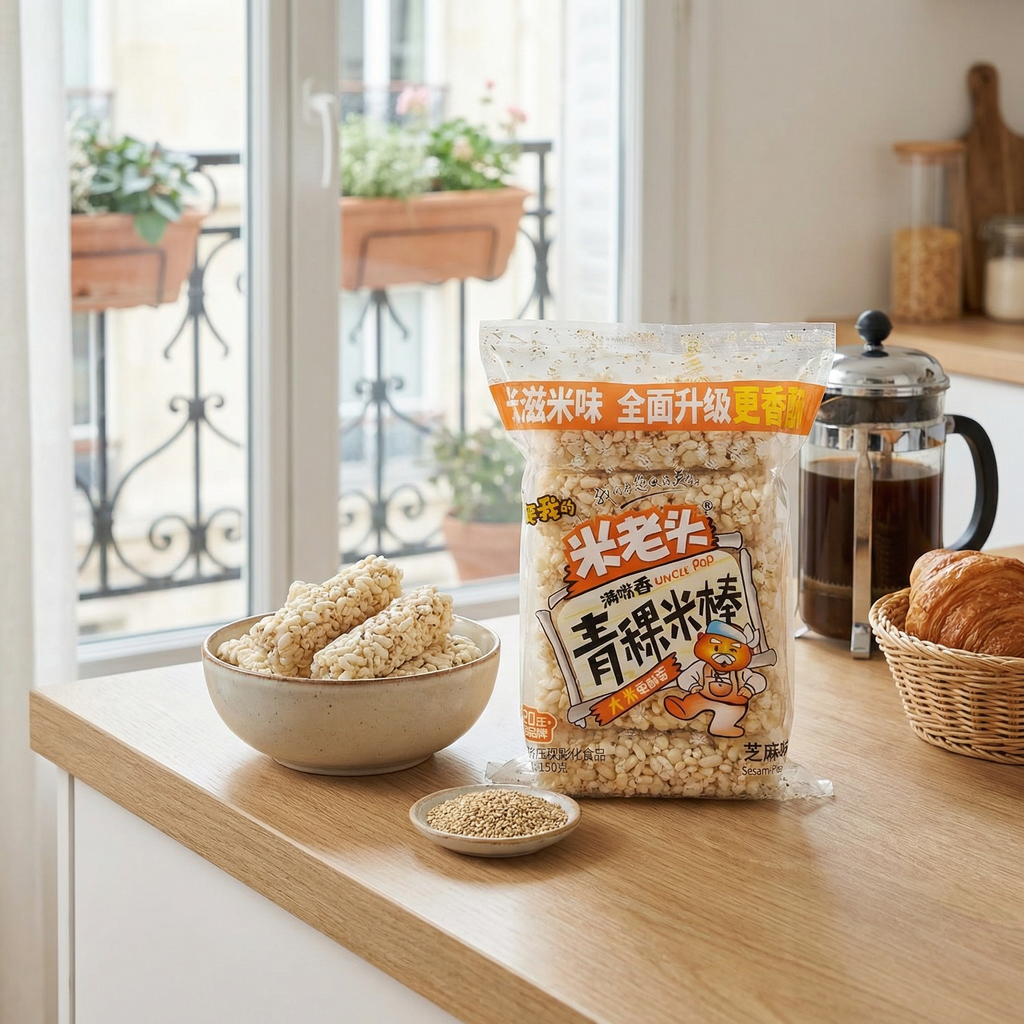 Uncle Pop Snack d'Orge et de Riz Saveur Sésame 150 g