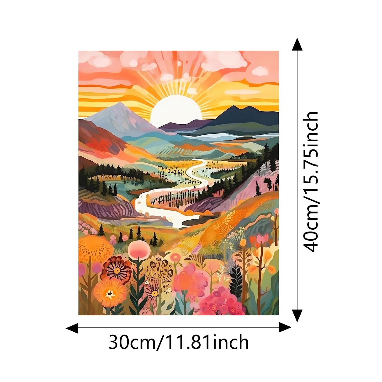 JU7CER Kit de Peinture aux Pierres Sunrise Diamond - Set d'Art Gem 5D Paysage pour Adultes | Décoration d'Intérieur et Artisanat 12×16 Pouces (30×40 cm)