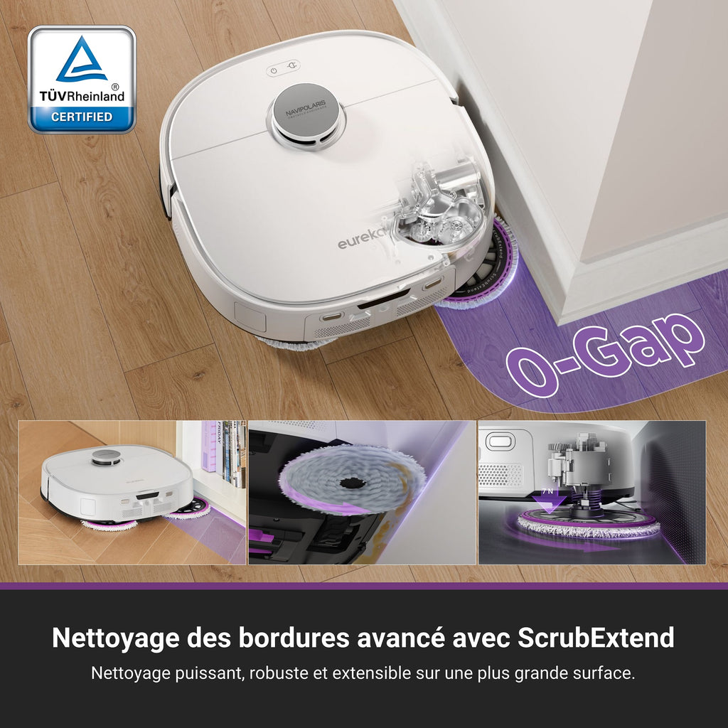 Eureka J15 Pro Ultra Aspirateur Robot avec Fonction Lavage, 16200 Pa, Technologie Anti-Emmêlement, Détection de Liquide & Levage de Brosse, Nettoyage à l'Eau Chaude 75 °C, Auto-Nettoyage