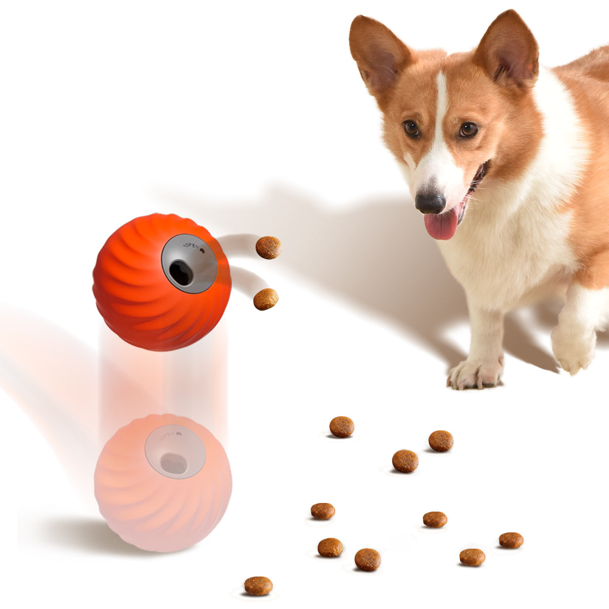 Petgravity Snack Shack Ball - Jouet interactif rebondissant, 72 mm, Orange