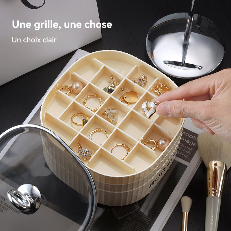 JORDAN&JUDY Boîte de rangement à bijoux grande capacité à compartiments multicouches Coffret à bijoux pour boucles d’oreilles, colliers, bagues, montres - Blanc crème